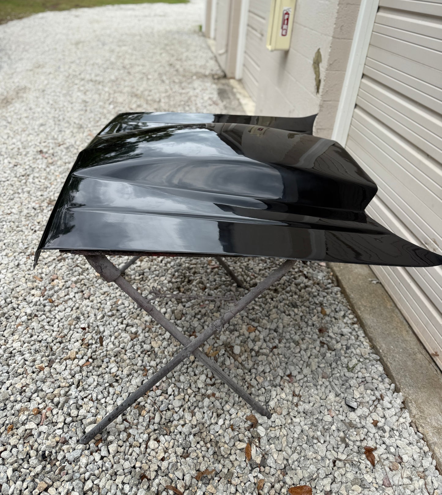     First gen S10 truck with 4.5 bubble scoop fiberglass hood installed Dubon Composites