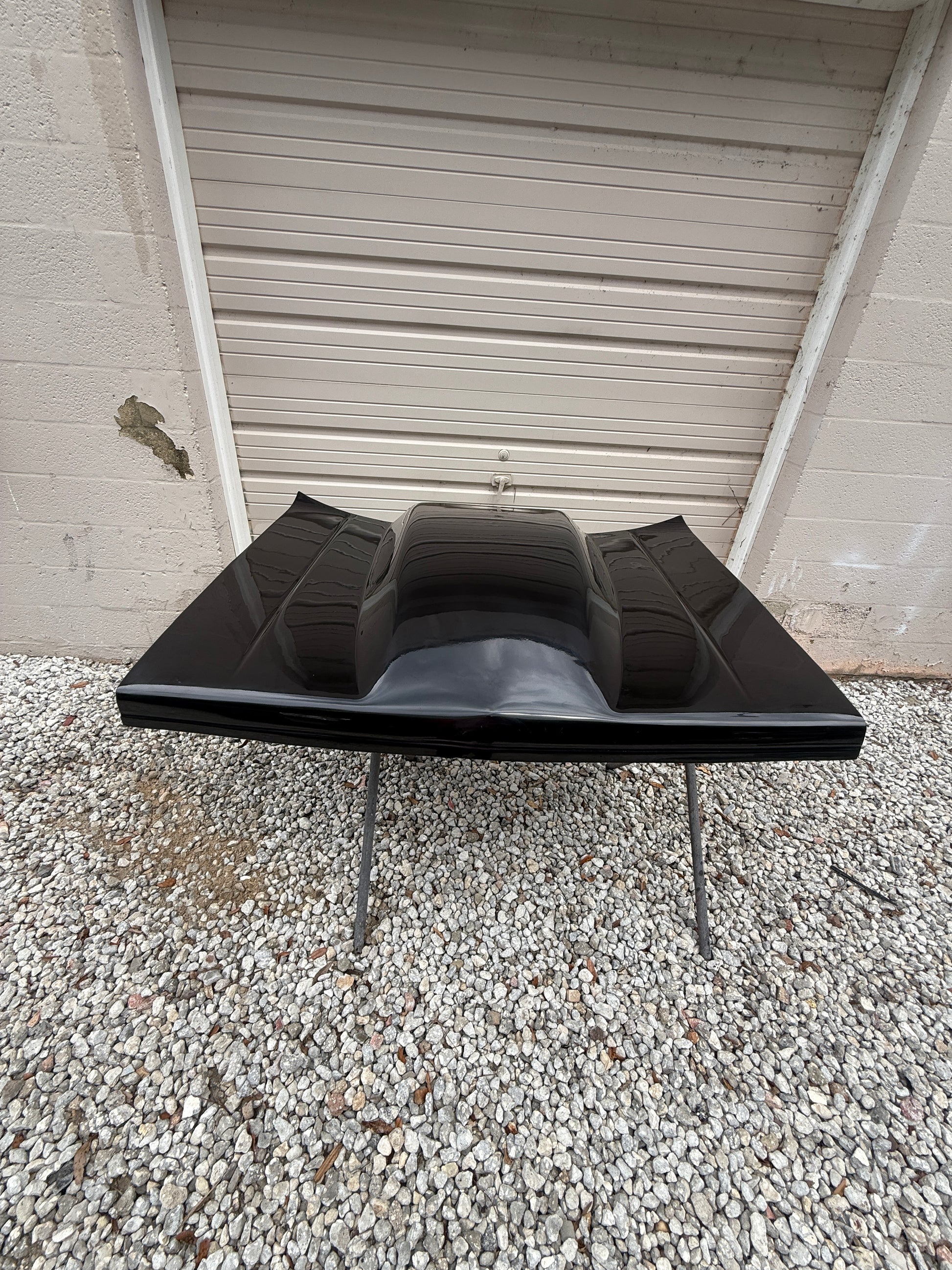     Pin on fiberglass S10 hood underside showing mounting area and construction quality